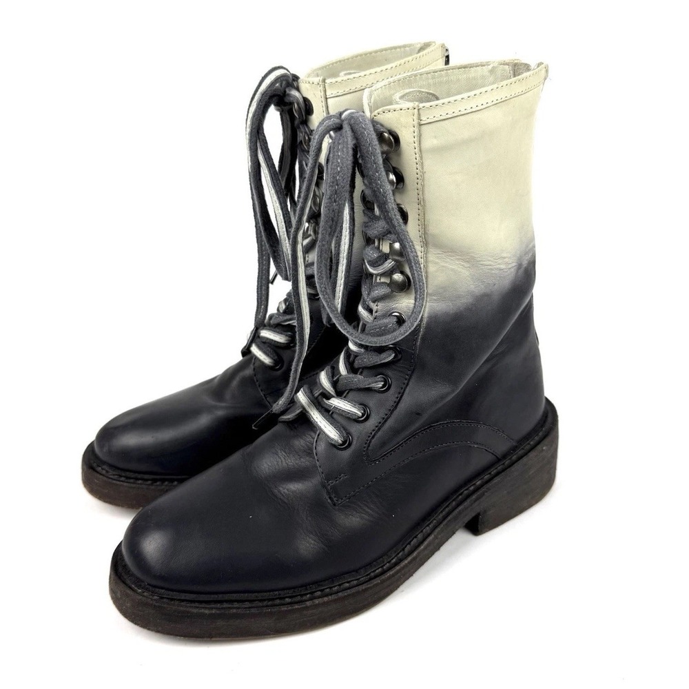 Vintage Foundry Co Adalina Boot 7 Dipped Dyed Retro Ombré Combat Bootie Back Zip